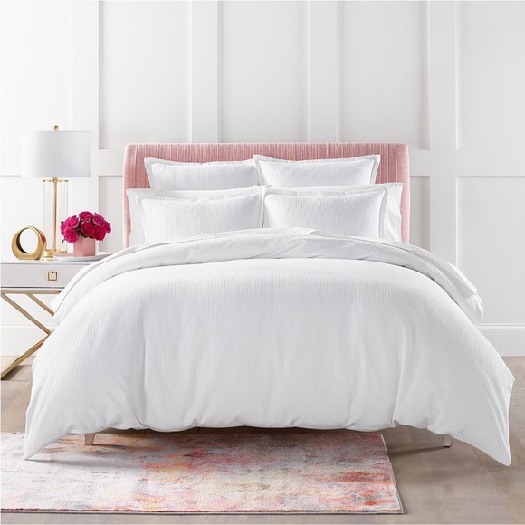 SKY 3-Piece Woven Lattice Duvet Set, White Size Full/Queen New w/Tag Retail $260 - Picture 13 of 13